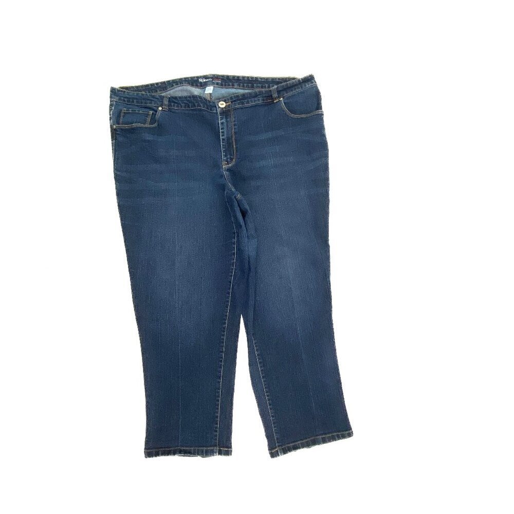 Style & Co Ex Boyfriend‎ Ankle Women's size 24W Dark Wash Blue Denim Jeans